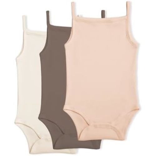 MON CHOU Spaghetti Strap Baby Bodysuit 3-Pack - Ultra Soft 100% Pima Cotton - Organic Cotton Baby Clothes & Infant Clothes
