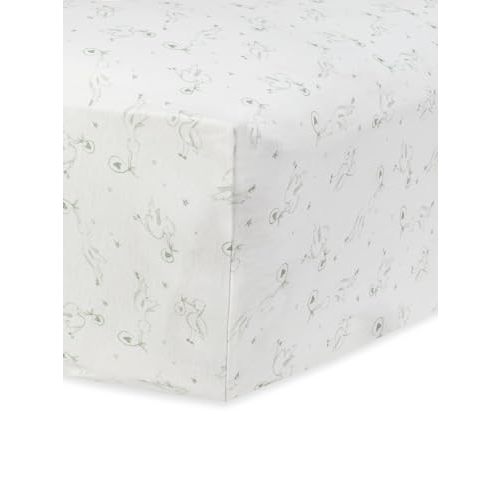 Under The Nile Organic Cotton Crib Sheet - Stork, 51" x 28"