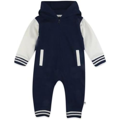 HonestBaby Baby Boys' Hoodie Coverall Team Varsity 100% Organic Cotton for Baby Boys