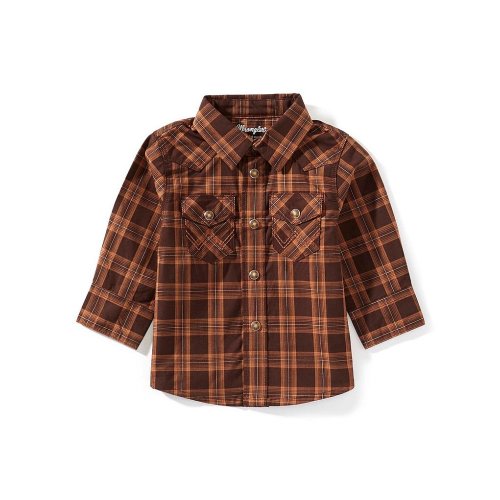 Wrangler® Baby Boys Long Sleeve Plaid Button Down Shirt