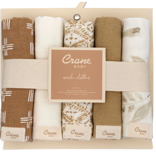 Kendi 5-pc. Cotton Baby Washcloth Set (Safari Animal)