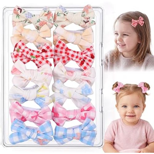 Needbrock 14 Pcs Toddler Hair Bow Clips Accessories for Baby Girls Kids