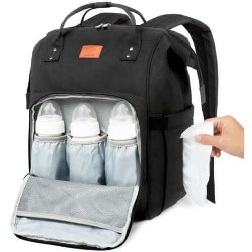 KeaBabies Baby Diaper Bag Backpack, Baby Bag for Boys, Girls (Trendy Black)