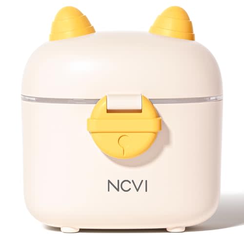 NCVI Formula Dispenser On the Go, Portable Baby Travel Milk Powder Formula Container Holder to Go with Scoop Suitable for Diaper Bag Backpack, Ready to Brew Milk Newborn Infant (White Sheep)
