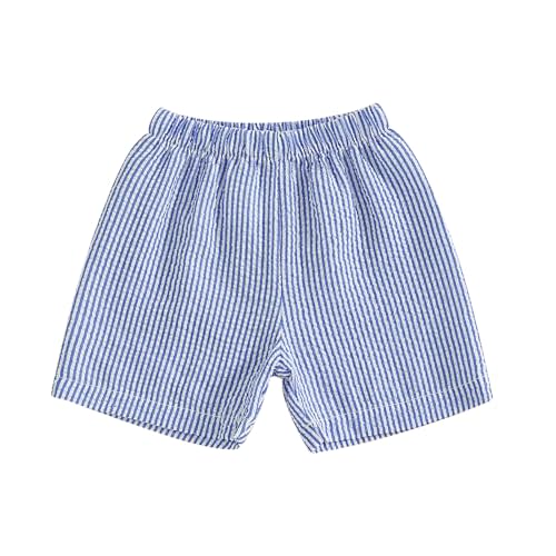 Toddler Kids Baby Boy Girl Gingham Seersucker Shorts Elastic Waist Striped Shorts Summer Casual Short Pants Bottoms