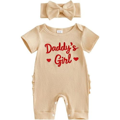 Infant Baby Girl Summer Outfit Funny Letter Short Romper Onesie Short Sleeve Jumpsuit Newborn Coming Home Clothes