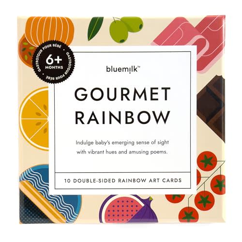 Gourmet Rainbow Art Cards Sensory Learning Toy Exploring Poems Color & Fancy Snack Food Facts Baby Speech Development Preschool Games Teacher Must Haves Baby 6-12 Months Toddler 1-4 Years