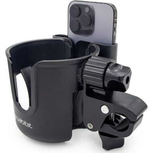 Habitat Universal Stroller Cup Holder Attachment with Phone Holder - Adjustable Drink and Phone Organizer for Baby Strollers,Walkers, Bikes &