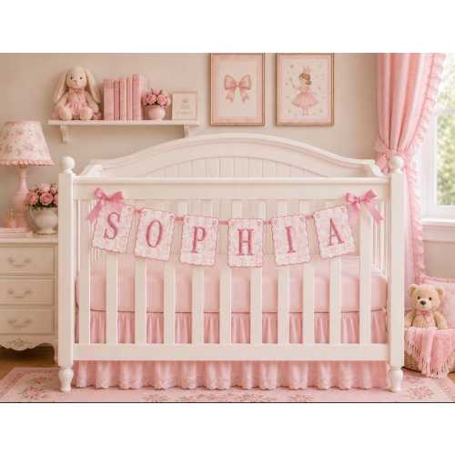 6 Letter Custom Embroidered 5x7 Name Banner, Fabric and Thread Options