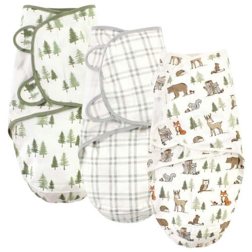 Hudson Baby Cotton Swaddle Wrap, Forest Animals, 0-3 Months