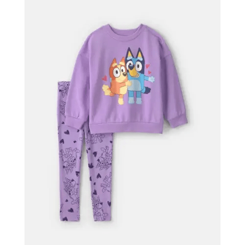 Toddler Girl 2-Piece Bluey™ Fleece Long-Sleeve Top & Pant Set - Purple | Carter's