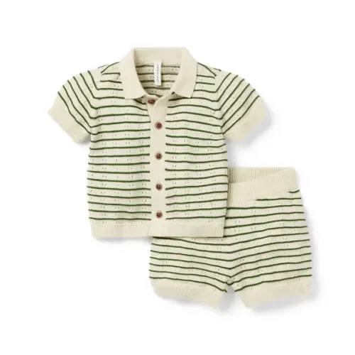 Baby Moss Green Stripe The Striped Matching Baby Set by Janie and Jack