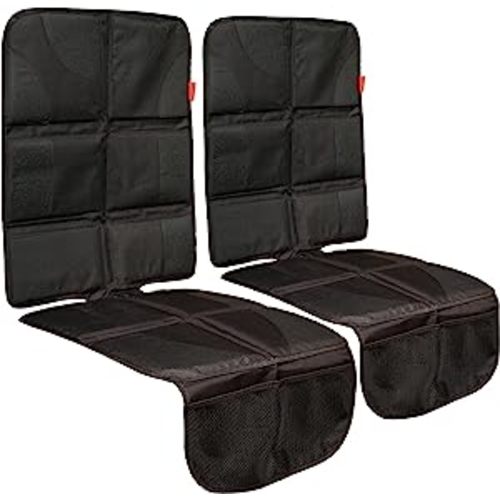 Lusso Gear Value Twin Pack Car Seat Protector, Thick Padding, 2 Mesh Storage Pockets, Waterproof, Protects Fabric or Leather Seats from Child Seats and Pets, Non-Slip Rubber Padded Backing - 2-Pack Black