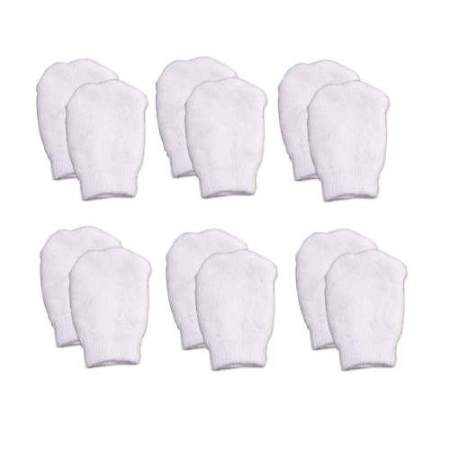 White Newborn No Scratch Cotton Baby Mittens by Nurses Choice (Includes 6 Pairs Mittens)