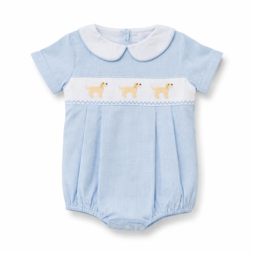 Puppy Blue Gingham Boy Bubble