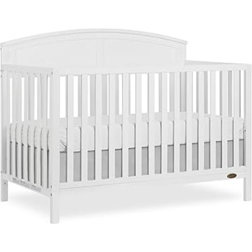 Dream On Me Storybrooke 5-in-1 Convertible Full-Size Baby Crib in White, GreenGuard Gold & JPMA, Convert to Toddler, Day & Full-Size Bed Sustainable Pinewood, 3 Mattress Heights