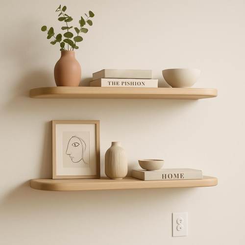 Handmade Solid Wood Floating Shelf: Rustic Modern Wall Decor