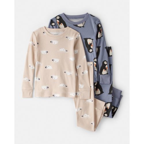 Baby Boy Penguin & Polar Bear 100% Cotton Loose Fit 4-Piece Pajamas - Grey | Carter's