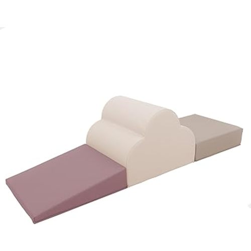 FDP SoftScape Cloud Play Climber, Indoor Active Play Structure for Toddlers and Kids, Safe Soft Foam for Crawling and Sliding (3-Piece Set) - Teddy