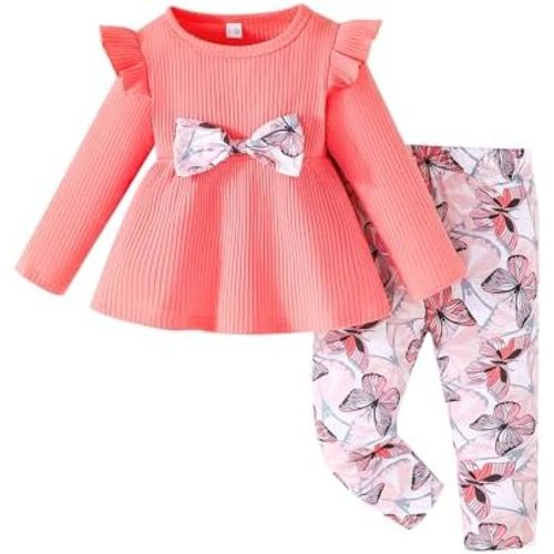 Jecson Baby Girl Clothes Toddler Girl Clothes Butterfly Top and Pants Set