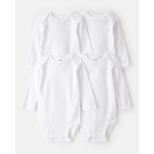 Baby 4-Pack Long-Sleeve Bodysuits - White | Carter's