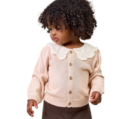 Modern Moments by Gerber Baby Girl Eyelet Collar Sweater, Sizes 0/3 Months - 24 Months