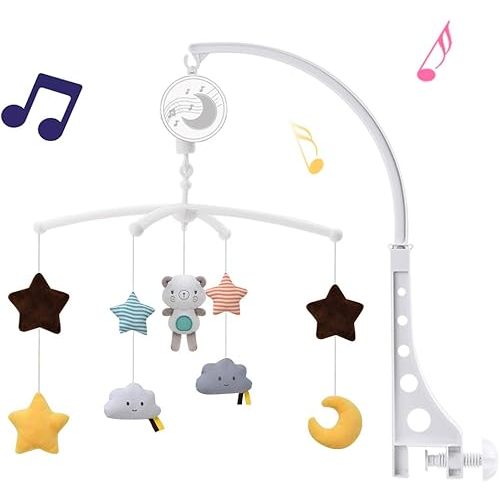 Baby Musical Crib Mobile with Hanging Rotating Toys,Infant Bed Decoration for Newborn Boys and Girls