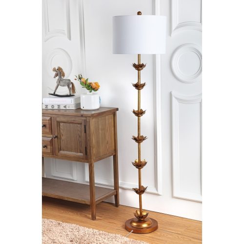 SAFAVIEH Lighting 64-inch Landen Gold Leaf LED Floor Lamp - 15" x 15" x 63.5"