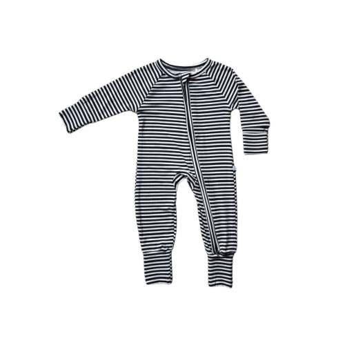 Midnight Stripe | Ribbed Bamboo Zip Romper – Witching Hour Baby