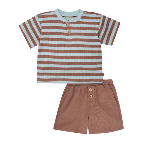 Modern Moments by Gerber Toddler Boy Henley Top and Short Outfit Set, 2-Piece, 12 Months - 5T