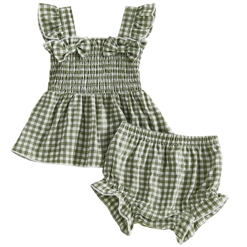 Mubineo Baby Girl Summer Clothes Cute Ruffle Tunic Dress Tops Shorts Outfits Square Neck Blouse Shirt Princess Outfit