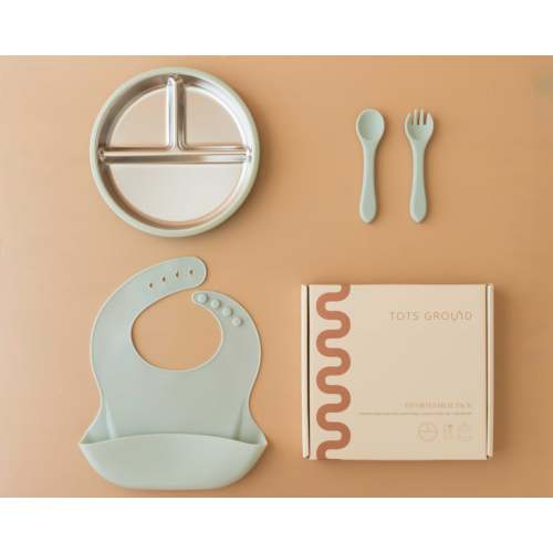 Tots Ground Complete Eco-Friendly Stainless Steel Baby and Toddler Feeding Set | Sage Green