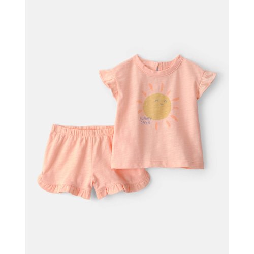Baby Girl 2-Piece 'Sunny Days' Top & Short Set - Orange | Carter's