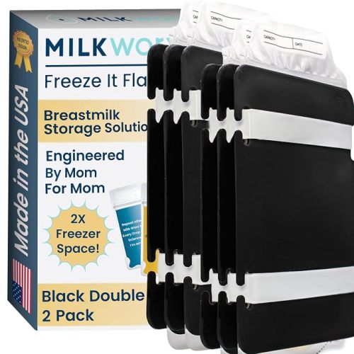 Freeze It Flat Breastmilk Bag Organizer, Set of 2 (Black Double)