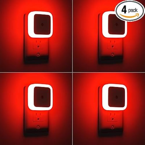 Sujeet Red Night Light, Night Lights Plug into Wall 4-Pack, Nightlight Plug in Night Light, Dusk to Dawn Night Lamp Led Night Lights for Adults Bedroom, Bathroom, Hallway