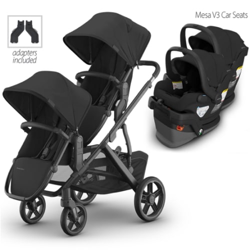 UPPAbaby Vista V3 Double Stroller for TWINS + 2 Mesa/Aria Car Seats Tr – Little Sprout
