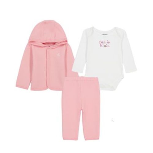 Baby Girls' Hooded Jacket, Bodysuit and Pants, 3-Piece Set