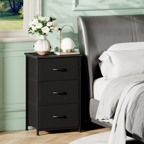 Rosalind Wheeler Dresser for Bedroom with 3 Drawers, Storage Organizer Chest of Drawers with Removable Fabric Bins for Closet Bedside Living Room Laundry Entryway Hallway, Black Rustic Brown | Wayfair