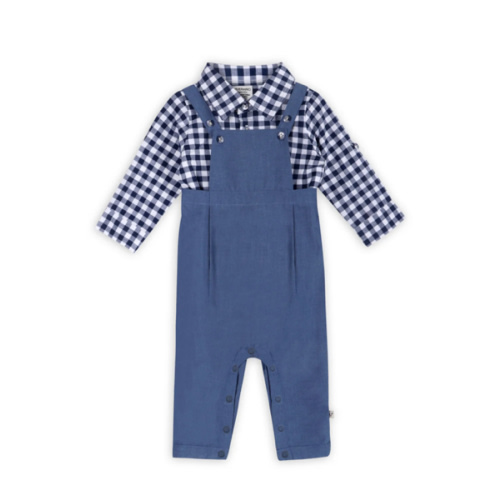 Oxford Gingham Baby Shirt & Overall Jumpsuit (Organic Cotton)