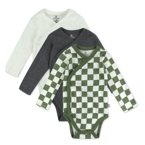 3-Pack Organic Cotton Long Sleeve Side-Snap Bodysuits | Honest Baby Clothing