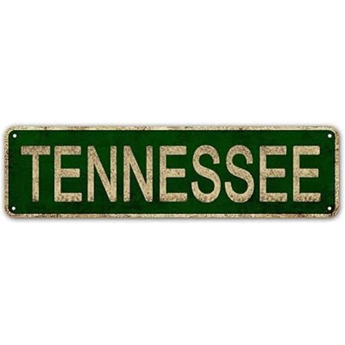 LINStore Tennessee Sign, America State Name Vintage Metal Tin Sign, Wall Decor for Office/Home/Classroom - Best Decor Gift Ideas for Women Men Friends 4x16 Inches