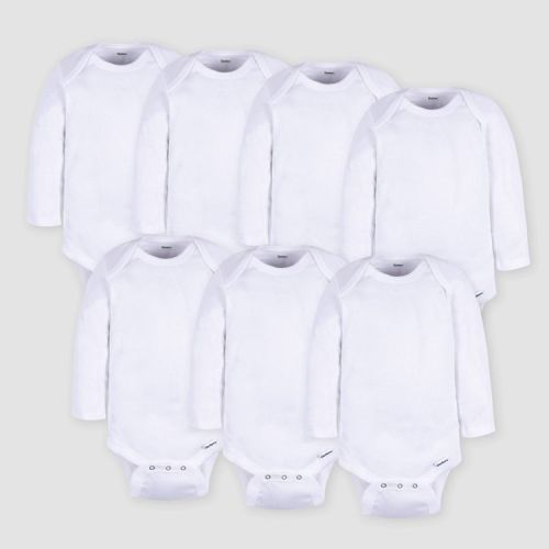 Gerber Baby 7pk Long Sleeve Onesie - White 12M