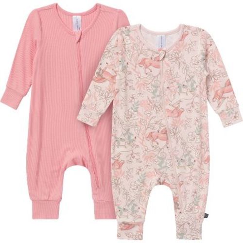 Modern Moments by Gerber Baby Girls' 2-Pack Long Sleeve Footless Rompers, Pink