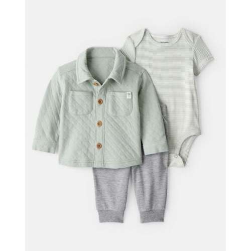 3-Piece Quilted Jacket Outfit Set - Green | Carter's