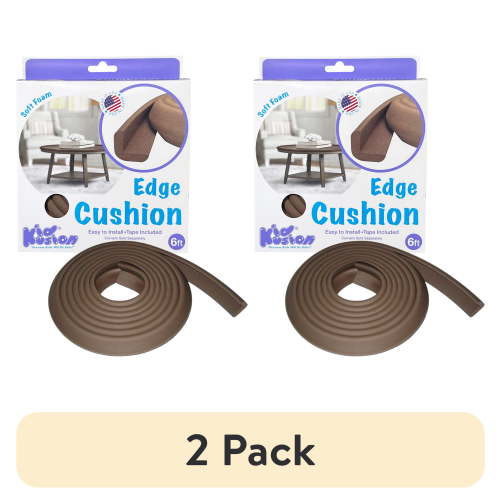 (2 pack) KidKusion Foam Rubber Edge Guard for Table, Desk, Cabinet, 6 ft, 1 CT, Brown, Toddler