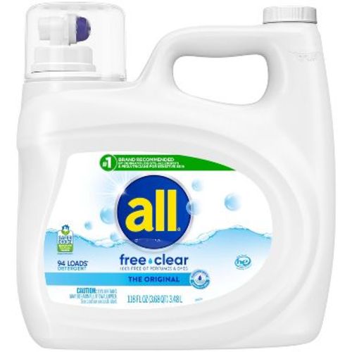 All Liquid Laundry Detergent Free Clear for Sensitive Skin 94 Loads - 141 fl oz