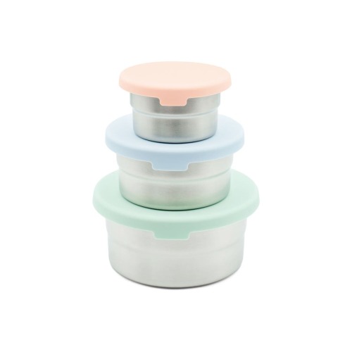 Stainless Steel Food Storage Containers, Leakproof Silicone Lids, BPA-Free - Set of 3