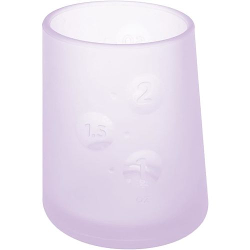 Olababy First Cup | Clear Sense 100% Silicone Infant Trainer Cup | 2oz Medicine Cup for Newborn | Non-Slip & Sloping Design for Tiny Hands & Baby Led Weaning (Lilac, 1 Cup)