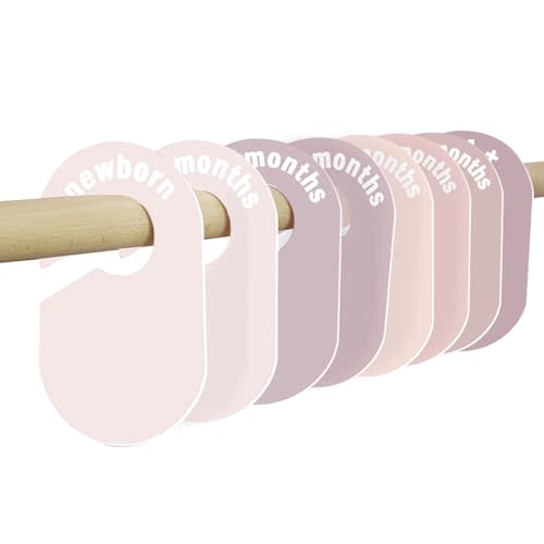 8 Pack Baby Closet Dividers – Pure Green Nursery Organizer for Baby Clothes 0-24 Months, Closet Size Markers, Baby Clothing Organizer for Nursery (blush)