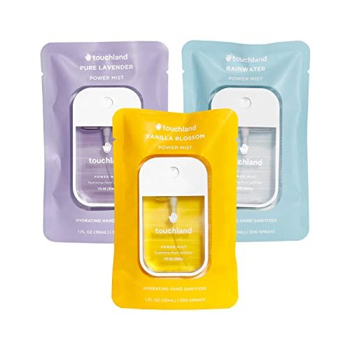 Touchland Power Mist Hydrating Hand Sanitizer Spray, BLOSSOM Trio Set (Lavender, Vanilla, Rainwater), 1 FL. OZ. Travel Size (Set of 3)